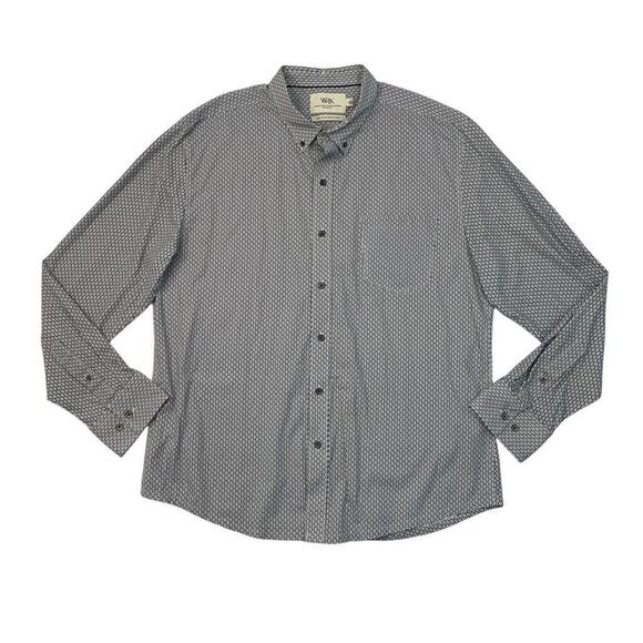 WRK Shirt Mens XL White Black The Reworked Button Down Printed Work Rest Karma - Picture 1 of 9